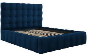 Královsky modrá sametová dvoulůžková postel MICADONI Mamaia 140 x 200 cm s úložným prostorem