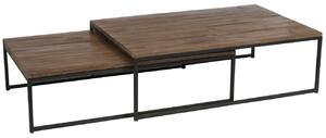 Set dvou hnědých dřevěných konferenčních stolků J-line Conrad 120x120 / 72x80 cm