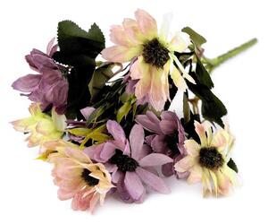 Umělá kytice chryzantéma barva 2 béžová nejsv. fialová, 1 svaz