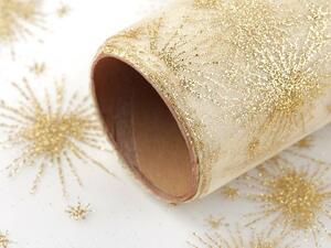 Vánoční organza s glitry šíře 36 cm barva 2 zlatá sv. zlatá, 1 m