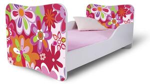 Dětská postel BAREVNÉ KVĚTY 160x80 cm + matrace ZDARMA