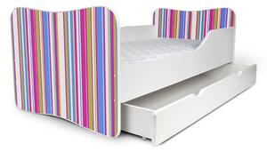 Dětská postel se šuplíkem RŮŽOVÉ PROUŽKY 160x80 cm + matrace ZDARMA