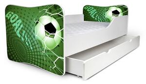 Dětská postel se šuplíkem FOTBAL zelená 160x80 cm + matrace ZDARMA