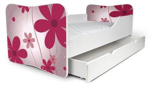 Dětská postel se šuplíkem KVĚTY 180x80 cm + matrace ZDARMA