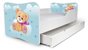 Dětská postel se šuplíkem MEDVÍDEK modrý 160x80 cm + matrace ZDARMA