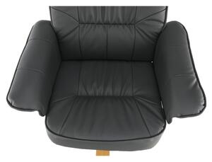 Relaxační otáčecí křeslo s taburetem v tmavě šedé barvě s dřevěnou konstrukcí TK3032