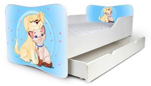 Dětská postel se šuplíkem PEJSEK S KOČIČKOU 160x80 cm + matrace ZDARMA