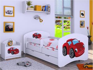 Dětská postel se šuplíkem 160x80cm RED CAR - bílá