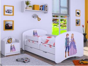 Dětská postel se šuplíkem 160x80cm PRINC A PRINCEZNA - bílá