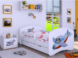Dětská postel se šuplíkem 160x80cm LETADLO - bílá