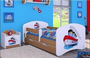 Dětská postel se šuplíkem 160x80cm LODIČKA - buk