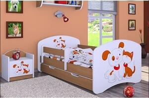 Dětská postel se šuplíkem 160x80cm PEJSEK A KOČIČKA - buk