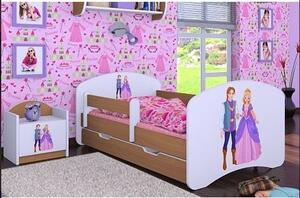 Dětská postel se šuplíkem 160x80cm PRINC A PRINCEZNA - buk