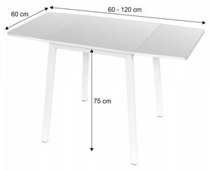 Rozkládací jídelní stůl s kovovou podstavou v čistě bílé barvě TK241