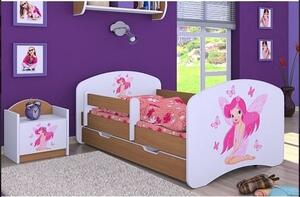 Dětská postel se šuplíkem 160x80cm VÍLA A MOTÝLCI - buk