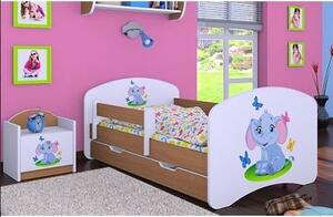 Dětská postel se šuplíkem 180x90cm SLON A MOTÝLCI - buk