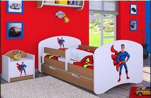 Dětská postel se šuplíkem 160x80cm SUPERMAN - buk