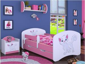 Dětská postel se šuplíkem 180x90cm KOČIČKA - růžová