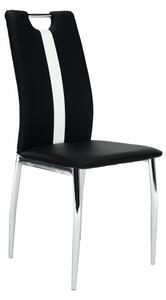 Jídelní židle v černé ekokůži s bílým pruhem na opěradle TK2041