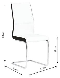 Jídelní židle z bílé ekokůže na chromové konstrukci TK2039