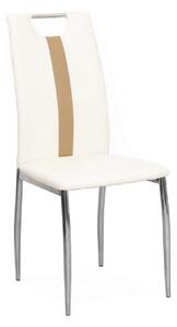 TEMPO Židle, bílá / béžová ekokůže + chrom nohy, SIGNA