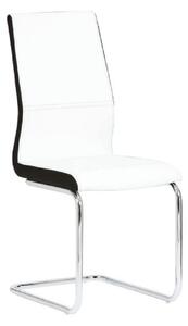 TEMPO Židle, ekokůže bílá / černá + chrom, Neana