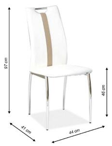 Židle, bílá / béžová ekokůže + chrom nohy, SIGNA