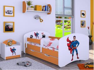 Dětská postel se šuplíkem 160x80cm SUPERMAN - oranžová