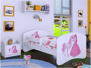 Dětská postel bez šuplíku 160x80cm PRINCEZNA A KONÍK - bílá