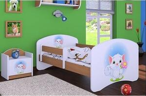 Dětská postel bez šuplíku 160x80cm KOČIČKA S KYTIČKOU - buk