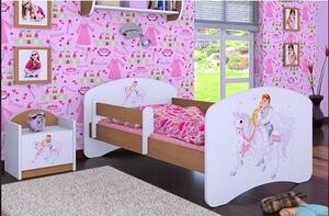 Dětská postel bez šuplíku 160x80cm PRINC NA BÍLÉM KONI - buk