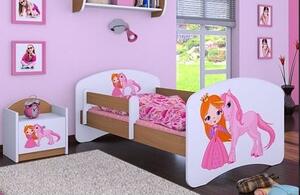 Dětská postel bez šuplíku 160x80cm PRINCEZNA A JEDNOROŽEC - buk