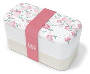 Svačinový box MonBento Original Graphic Sakura | krémová, bílá