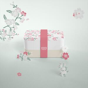 Svačinový box MonBento Original Graphic Sakura | krémová, bílá