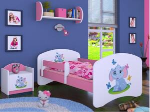 Dětská postel bez šuplíku 160x80cm SLON A MOTÝLCI - růžová