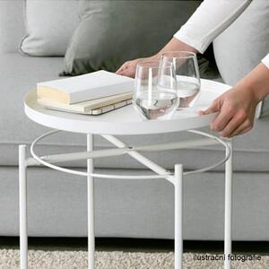 TEMPO Příruční stolek s odkládací tácem, bílá, Derin