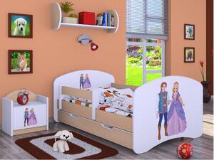 Dětská postel se šuplíkem 180x90cm PRINC A PRINCEZNA - světlá hruška
