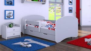 Dětská postel se šuplíkem 140x70 cm - ŠEDÁ