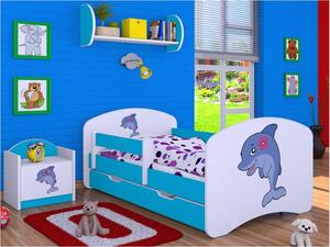 Dětská postel se šuplíkem 180x90cm DELFÍN - modrá
