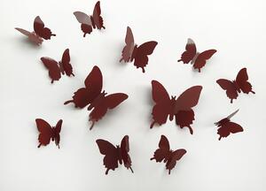 3D motýlci na zeď hnědí 12 ks 6 až 12 cm