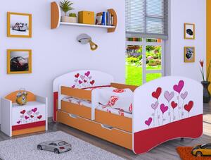 Dětská postel se šuplíkem 160x80cm LOVE - oranžová