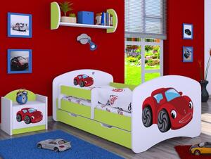 Dětská postel se šuplíkem 160x80cm RED CAR - zelená
