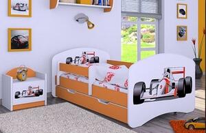 Dětská postel se šuplíkem 160x80cm FORMULE F1 - oranžová