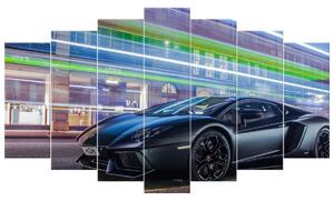 Gario 7 dílný obraz na plátně Matná černá Lamborghini Aventador - Ben Velikost: 140 x 80 cm