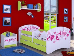 Dětská postel se šuplíkem 180x90cm FALL IN LOVE - zelená