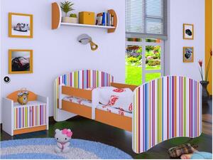 Dětská postel bez šuplíku 160x80cm PROUŽKY - oranžová