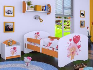 Dětská postel bez šuplíku 160x80cm MEDVÍDEK S BALONKY - oranžová