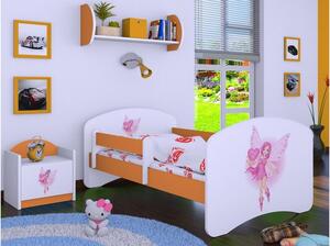 Dětská postel bez šuplíku 160x80cm VÍLA A SRDÍČKO - oranžová