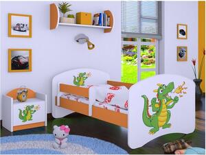 Dětská postel bez šuplíku 160x80cm ZELENÝ DRAK - oranžová