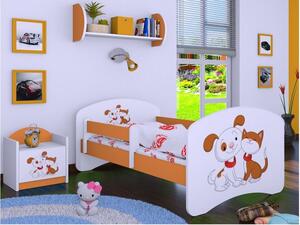 Dětská postel bez šuplíku 180x90cm PEJSEK A KOČIČKA - oranžová